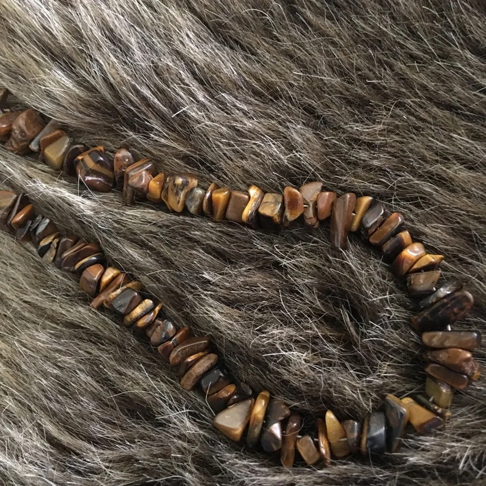 Natural tigers eye bead choker necklace